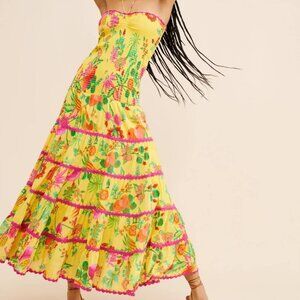 *NEW* FARM RIO Yellow Fruit Halter Maxi Dress